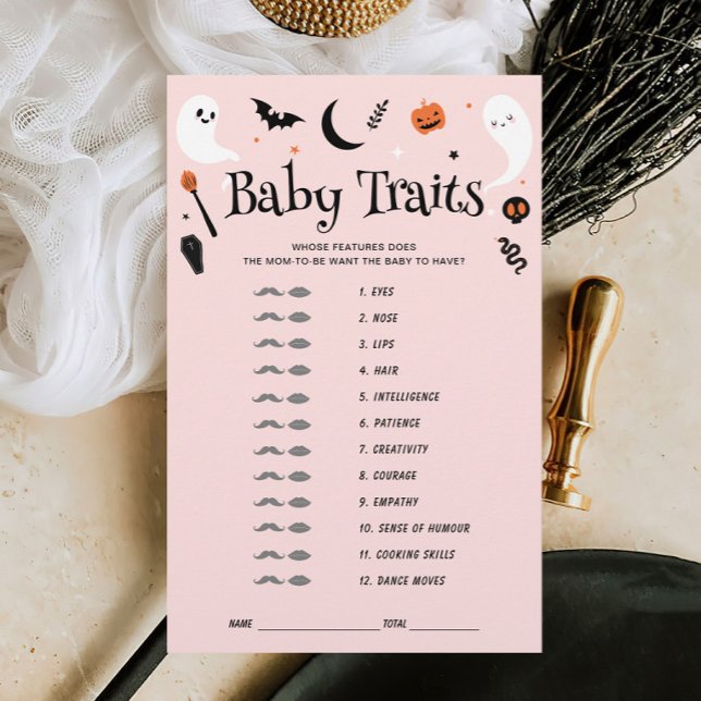 Papier Bébé Traits rose Halloween Baby shower Jeu (Créateur téléchargé)