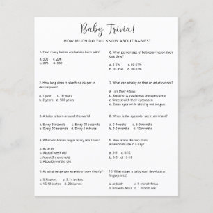 Papier Bébé Trivia   Jeu Baby shower