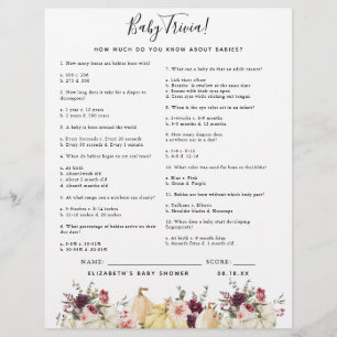 Papier Bébé Trivia   Jeu Baby shower