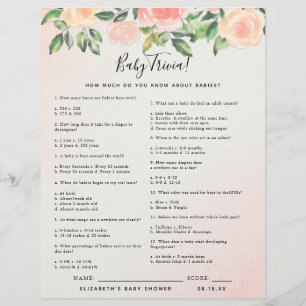 Papier Bébé Trivia   Jeu Baby shower