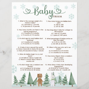 Papier Bébé Trivia mignon hiver Woodland jeu à thème