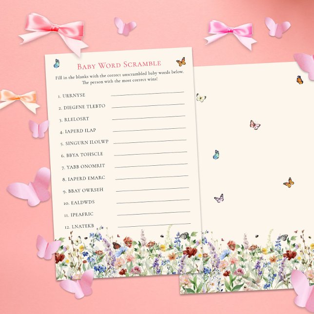 Papier Bébé Word jeu de course | Mouches florales et papi (Créateur téléchargé)