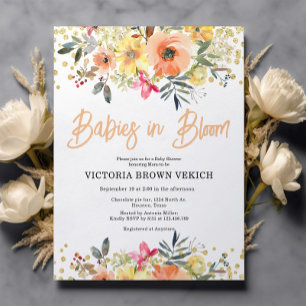 Papier Bébés budget en floraison Baby shower Floral Invit