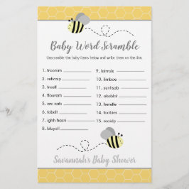 Papier Bee Baby shower Baby Word Scramble Jeu
