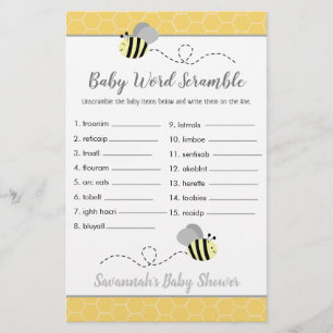 Papier Bee Baby shower Baby Word Scramble Jeu