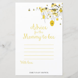 Papier Bee Baby shower Game - Conseils pour maman à BEE