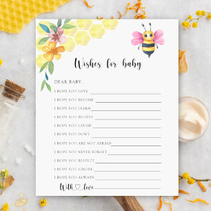 Papier Bee floral - Partie   voeux pour bébé