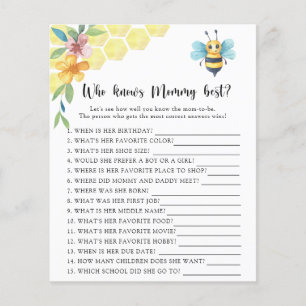 Papier Bee floral - Qui connaît maman mieux