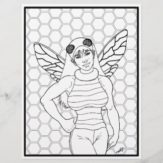 Papier Bee Girl - Coloring Page.