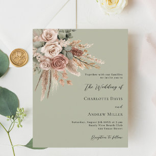 Papier Beige taupe rose sage vert faire-part de mariage