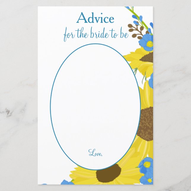 Papier Belle Mariée de tournesol pour être conseil (Devant)