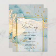 Belle Mer Verre Gold Mariage Inviter Turquoise