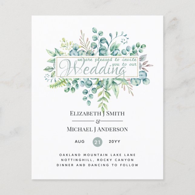 Papier Belle moderne Eucalyptus Mariage Ce (Devant)