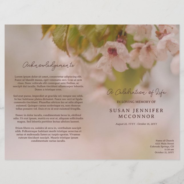 Papier Belles fleurs Célébration de la vie funéraire (Devant)