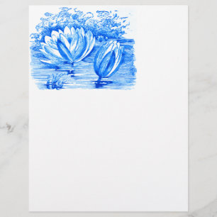 Papier Belles fleurs de lotus bleues