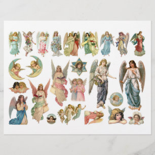 Papier Belles illustrations d'anges de la ferraille victo