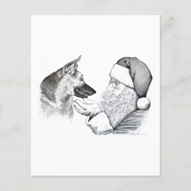 Papier Berger allemand et Père Noël (Devant)