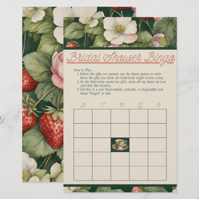 Papier Berry in Love : Fête des mariées de fraises Jeu de (Devant / Derrière)