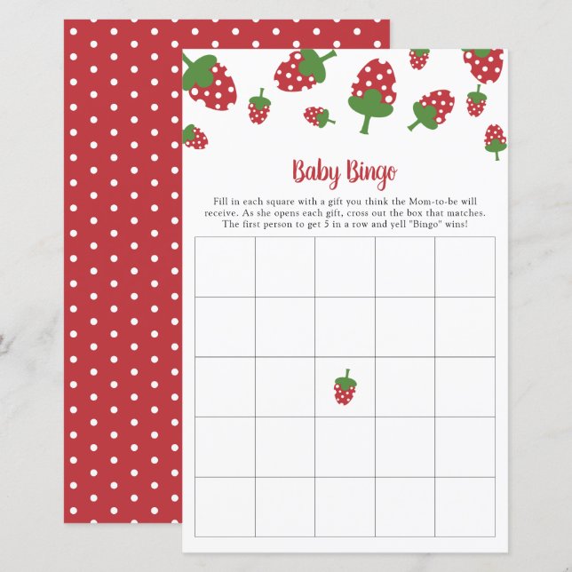 Papier Berry Sweet Baby shower Bingo Game Party Activité (Devant / Derrière)