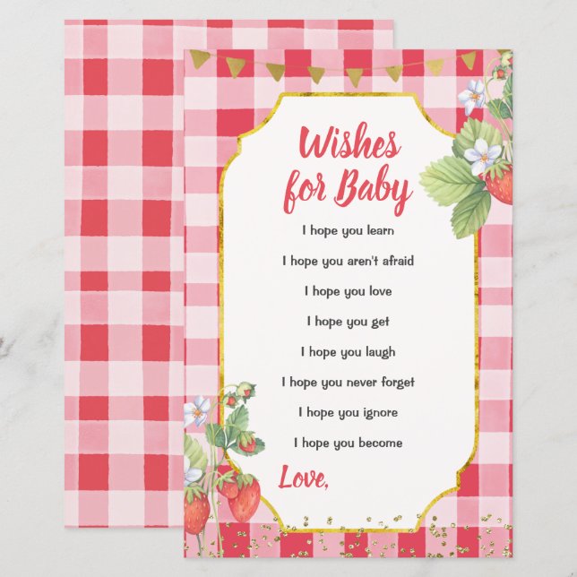 Papier Berry Sweet Strawberry Summer Wives for Baby Card (Devant / Derrière)