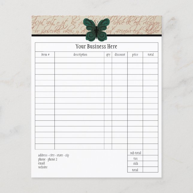 Papier Beurre brûlé - Petit formulaire de commande (Devant)