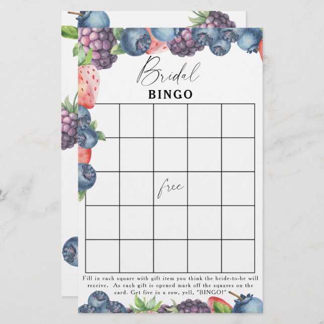 Papier Beurre douce - Jeu de bingo de douche nuptiale (Devant / Derrière)
