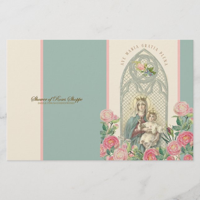 Papier Bienheureuse Vierge Marie Jésus Prière Saint-Thérè (Devant)