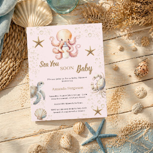 Papier Bientôt sur les mers petite fille rose Invitation