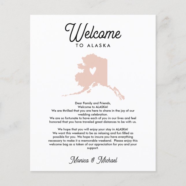 Papier Bienvenue à ALASKA | Lettre & Itinéraire TOUTE COU (Devant)