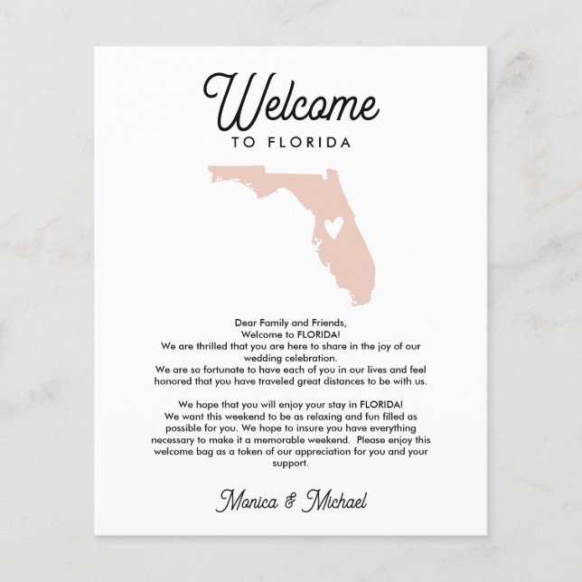 Papier Bienvenue à FLORIDA Lettre & Itinéraire N'IMPORTE  (Devant)