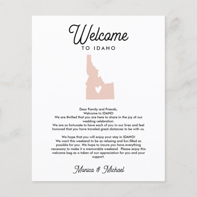 Papier Bienvenue à IDAHO Lettre & Itinéraire N'IMPORTE QU (Devant)