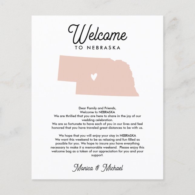 Papier Bienvenue à NEBRASKA Lettre & Itinéraire N'IMPORTE (Devant)