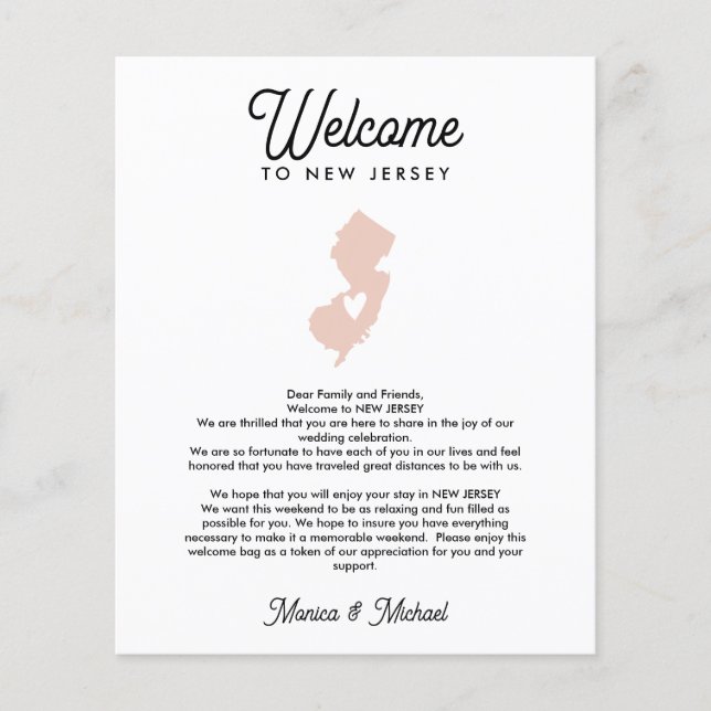 Papier Bienvenue dans NOUVELLE Lettre JERSEY & Itinéraire (Devant)