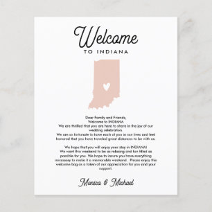 Papier Bienvenue en Indiana Lettre et itinéraire de n'imp