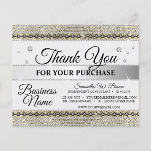 Papier Bijou Merci pour les commandes Paillettes Or Diama