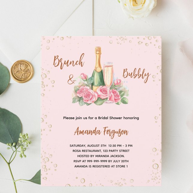 Papier Bimeau brunch rose floral Poudre nuptiale invitati (Créateur téléchargé)