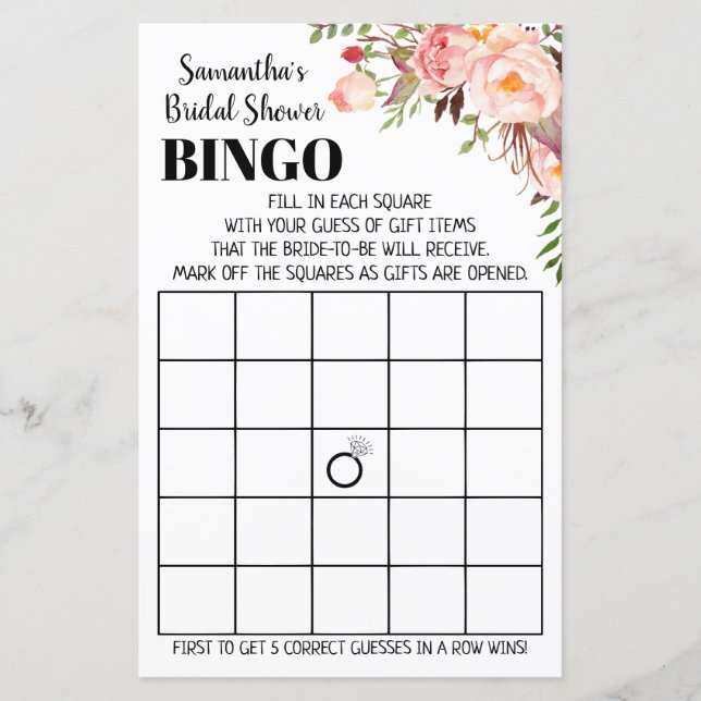 Papier Bingo anglais espagnol nuptiale jeu de douche mari (Devant)