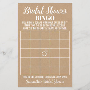 Papier Bingo anglais espagnol rustique jeu de douche nupt