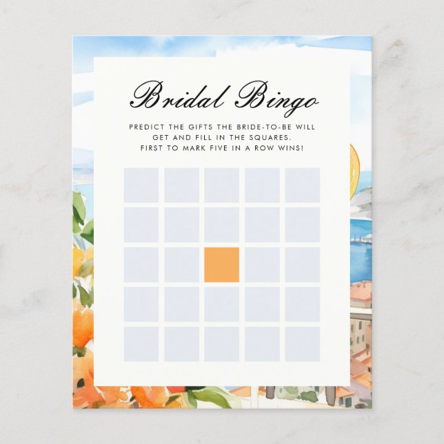 Papier Bingo Aperol Spritz Amalfi Fête des mariées Jeu (Devant)