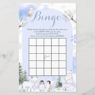 Papier Bingo Baby shower de flocons de neige d'ANIMAL ARC