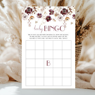 Papier Bingo Baby Shower Fleurs Sauvages Bourgeons