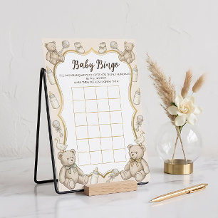 Papier Bingo Baby Shower Ours en Peluche Vintage, Bébé Ne