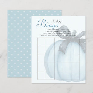 Papier Bingo Baby shower Pois Citrouille bleu