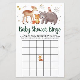 Papier Bingo Bébé Hiver Bois Animaux Jeu de douche