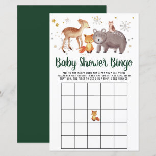 Papier Bingo Bébé Hiver Bois Animaux Jeu de douche
