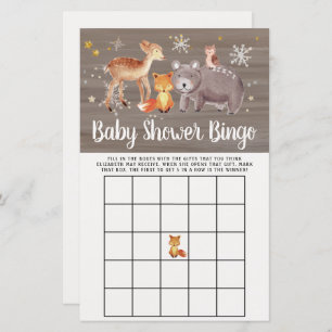 Papier Bingo Bébé Hiver Bois Animaux Jeu de douche