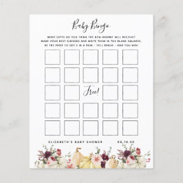Papier Bingo bébé | Jeu de Baby shower floral