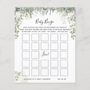 Papier Bingo bébé   Jeu de Baby shower floral