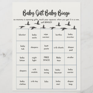 Papier Bingo bébé pour canard baby shower à thème