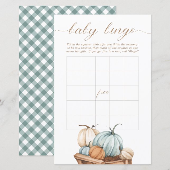Papier Bingo Bébé - Rustique Automne Baby shower Automne (Devant / Derrière)